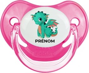 Dragon design-1 avec prénom : Rose classique Tétine embout physiologique