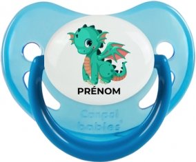 Dragon design-1 avec prénom : Bleue phosphorescente Tétine embout physiologique