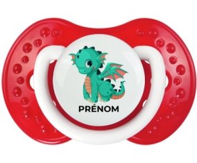 Dragon design-1 avec prénom : Blanc-rouge classique Tétine embout Lovi Dynamic