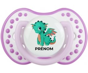 Dragon design-1 avec prénom : Blanc-mauve classique Tétine embout Lovi Dynamic