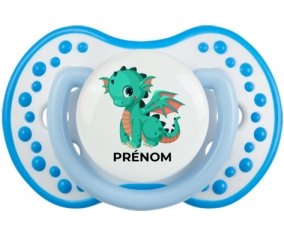 Dragon design-1 avec prénom : Blanc-bleu phosphorescente Tétine embout Lovi Dynamic
