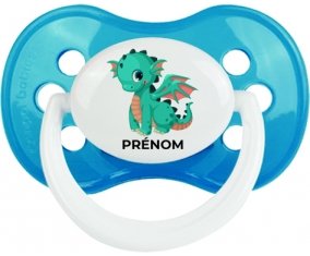 Dragon design-1 avec prénom : Cyan classique Tétine embout anatomique