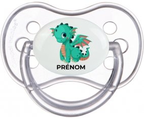 Dragon design-1 avec prénom : Transparente classique Tétine embout anatomique