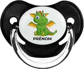 Dragon design-2 avec prénom : Noir classique Tétine embout physiologique