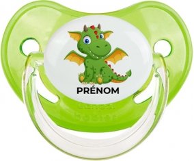 Dragon design-2 avec prénom : Vert classique Tétine embout physiologique