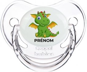 Dragon design-2 avec prénom : Transparent classique Tétine embout physiologique