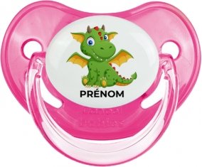 Dragon design-2 avec prénom : Rose classique Tétine embout physiologique