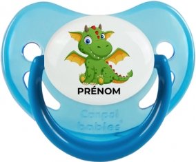 Dragon design-2 avec prénom : Bleue phosphorescente Tétine embout physiologique