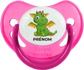 Dragon design-2 avec prénom : Rose phosphorescente Tétine embout physiologique