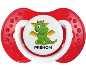 Dragon design-2 avec prénom : Blanc-rouge classique Tétine embout Lovi Dynamic