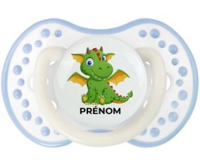 Dragon design-2 avec prénom : Blanc-cyan classique Tétine embout Lovi Dynamic
