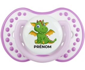 Dragon design-2 avec prénom : Blanc-mauve classique Tétine embout Lovi Dynamic