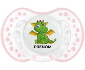 Dragon design-2 avec prénom : Retro-blanc-rose-tendre classique Tétine embout Lovi Dynamic