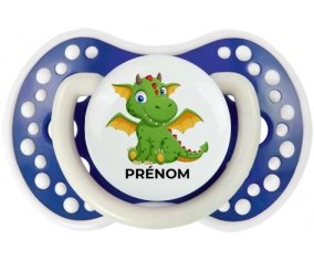 Dragon design-2 avec prénom : Bleu-marine phosphorescente Tétine embout Lovi Dynamic