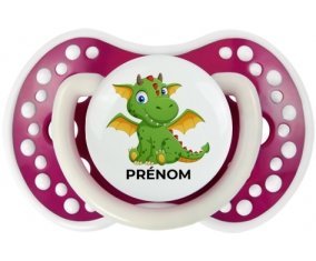 Dragon design-2 avec prénom : Fuchsia phosphorescente Tétine embout Lovi Dynamic
