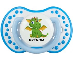 Dragon design-2 avec prénom : Blanc-bleu phosphorescente Tétine embout Lovi Dynamic