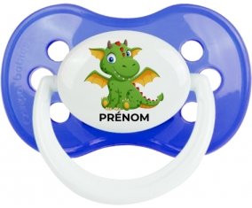 Dragon design-2 avec prénom : Bleu classique Tétine embout anatomique