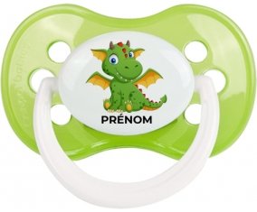 Dragon design-2 avec prénom : Vert classique Tétine embout anatomique