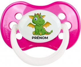 Dragon design-2 avec prénom : Rose foncé classique Tétine embout anatomique