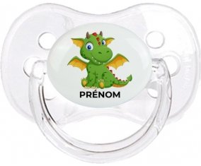 Dragon design-2 avec prénom : Transparent classique Tétine embout cerise