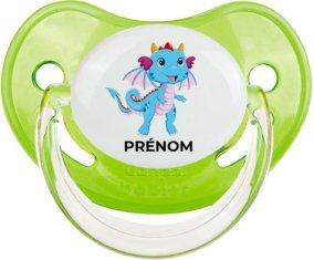 Dragon design-3 avec prénom : Vert classique Tétine embout physiologique