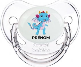 Dragon design-3 avec prénom : Transparent classique Tétine embout physiologique
