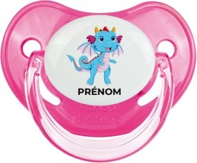 Dragon design-3 avec prénom : Rose classique Tétine embout physiologique