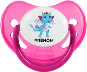 Dragon design-3 avec prénom : Rose phosphorescente Tétine embout physiologique
