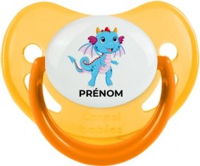 Dragon design-3 avec prénom : Jaune phosphorescente Tétine embout physiologique