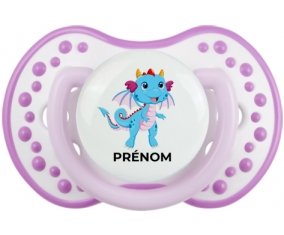 Dragon design-3 avec prénom : Blanc-mauve classique Tétine embout Lovi Dynamic