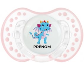 Dragon design-3 avec prénom : Retro-blanc-rose-tendre classique Tétine embout Lovi Dynamic