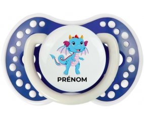 Dragon design-3 avec prénom : Bleu-marine phosphorescente Tétine embout Lovi Dynamic