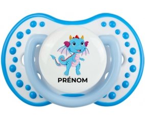 Dragon design-3 avec prénom : Blanc-bleu phosphorescente Tétine embout Lovi Dynamic