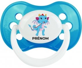 Dragon design-3 avec prénom : Cyan classique Tétine embout anatomique
