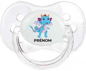 Dragon design-3 avec prénom : Transparent classique Tétine embout cerise