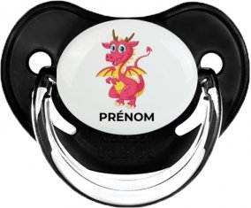 Dragon design-4 avec prénom : Noir classique Tétine embout physiologique