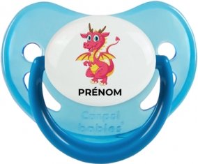 Dragon design-4 avec prénom : Bleue phosphorescente Tétine embout physiologique