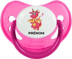 Dragon design-4 avec prénom : Rose phosphorescente Tétine embout physiologique