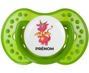 Dragon design-4 avec prénom : Vert classique Tétine embout Lovi Dynamic