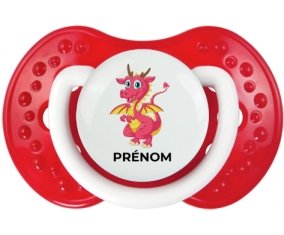 Dragon design-4 avec prénom : Blanc-rouge classique Tétine embout Lovi Dynamic