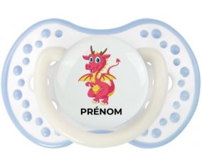 Dragon design-4 avec prénom : Blanc-cyan classique Tétine embout Lovi Dynamic