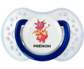Dragon design-4 avec prénom : Marine-blanc-bleu classique Tétine embout Lovi Dynamic