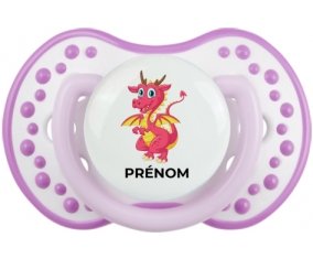 Dragon design-4 avec prénom : Blanc-mauve classique Tétine embout Lovi Dynamic