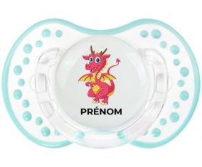 Dragon design-4 avec prénom : Retro-blanc-lagon classique Tétine embout Lovi Dynamic