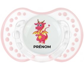 Dragon design-4 avec prénom : Retro-blanc-rose-tendre classique Tétine embout Lovi Dynamic
