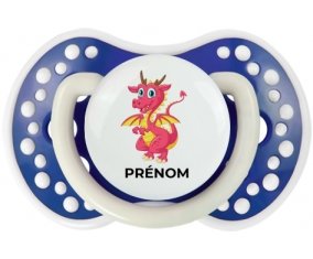 Dragon design-4 avec prénom : Bleu-marine phosphorescente Tétine embout Lovi Dynamic