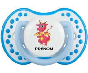 Dragon design-4 avec prénom : Blanc-bleu phosphorescente Tétine embout Lovi Dynamic
