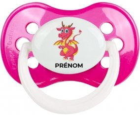 Dragon design-4 avec prénom : Rose foncé classique Tétine embout anatomique
