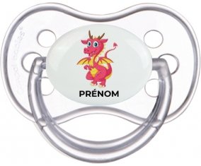 Dragon design-4 avec prénom : Transparente classique Tétine embout anatomique