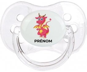 Dragon design-4 avec prénom : Transparent classique Tétine embout cerise